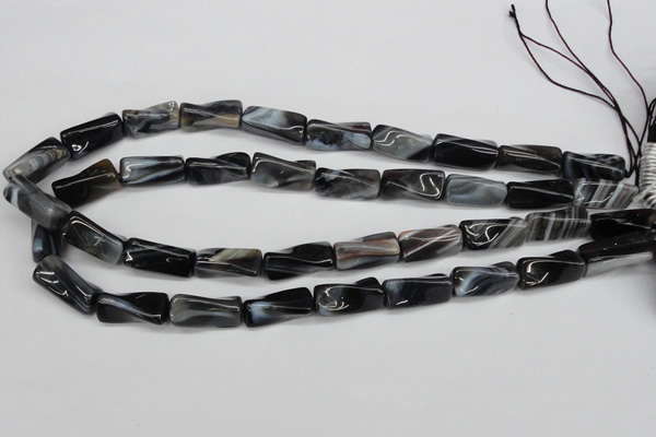 CTW128 15.5 inches 9*20mm twisted trihedron madagascar agate beads