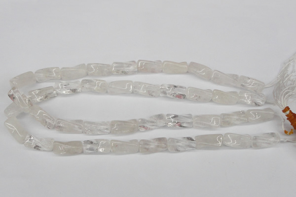 CTW137 15.5 inches 9*20mm twisted trihedron white crystal beads
