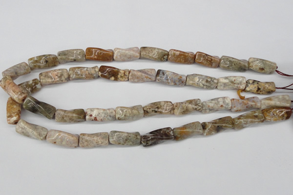 CTW139 15.5 inches 9*20mm twisted trihedron jasper gemstone beads