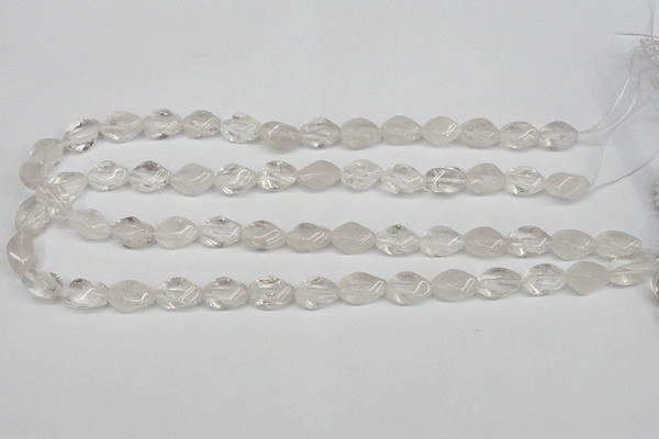 CTW153 15.5 inches 8*15mm twisted rice white crystal beads