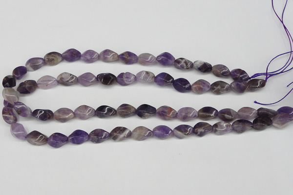CTW154 15.5 inches 8*15mm twisted rice amethyst gemstone beads