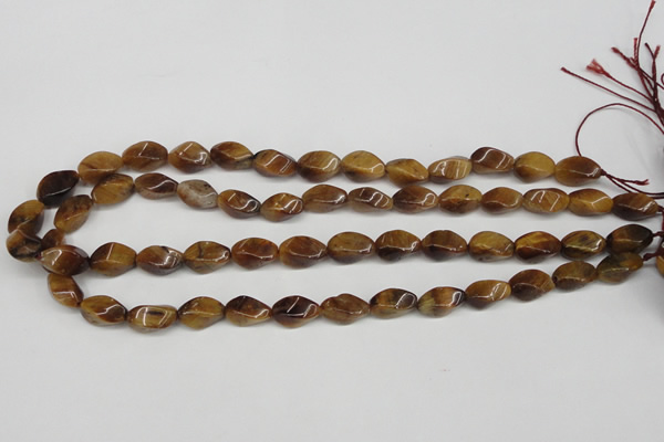 CTW156 15.5 inches 8*15mm twisted rice yellow tiger eye beads