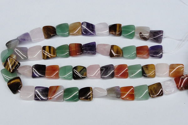 CTW164 15.5 inches 15*15mm twisted square mixed gemstone beads