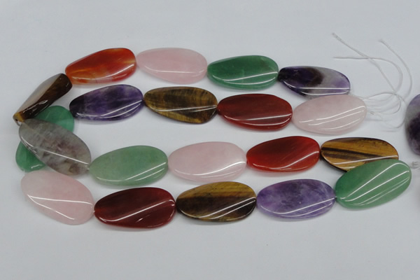 CTW168 15.5 inches 22*40mm twisted oval mixed gemstone beads
