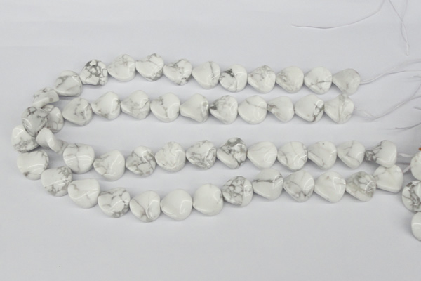 CTW19 15.5 inches 16mm twisted coin white howlite turquoise beads