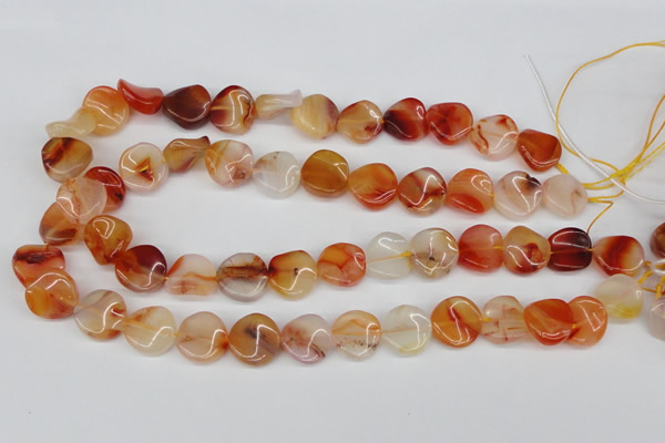 CTW21 15.5 inches 16mm twisted coin agate gemstone beads wholesale