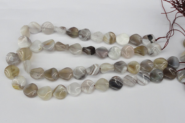 CTW25 15.5 inches 16mm twisted coin botswana agate beads wholesale