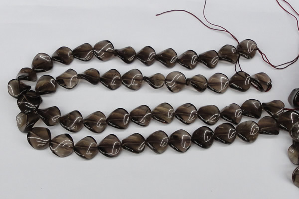 CTW28 15.5 inches 16mm twisted coin smoky quartz beads wholesale