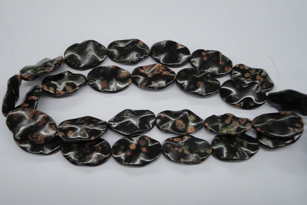 CTW304 15.5 inches 18*25mm wavy oval red & green dalmation jasper beads