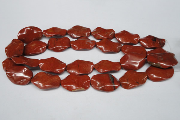 CTW308 15.5 inches 20*30mm wavy oval red jasper gemstone beads