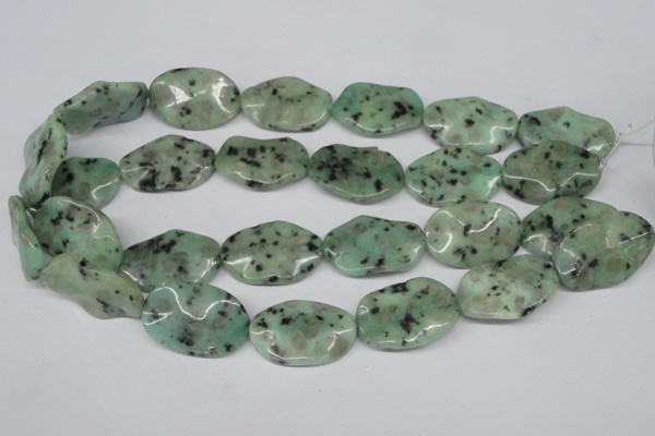 CTW309 15.5 inches 20*30mm wavy oval sesame jasper gemstone beads