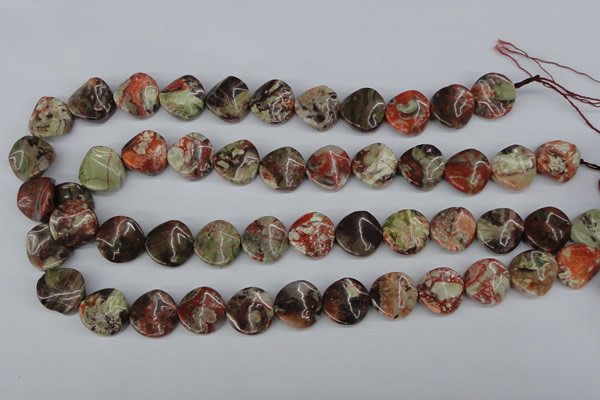 CTW31 15.5 inches 16mm twisted coin rainforest agate beads wholesale