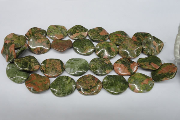 CTW310 15.5 inches 25*30mm wavy oval unakite gemstone beads
