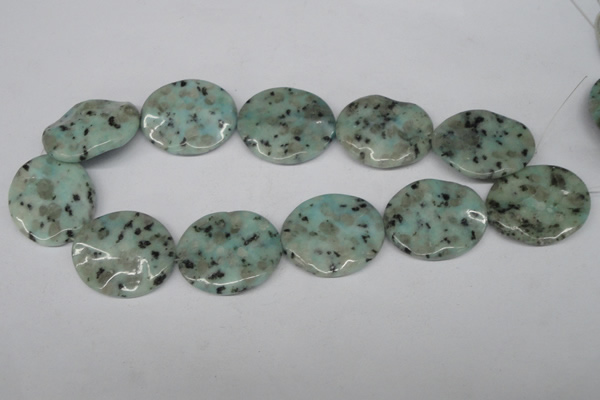CTW313 15.5 inches 30*35mm wavy oval sesame jasper gemstone beads