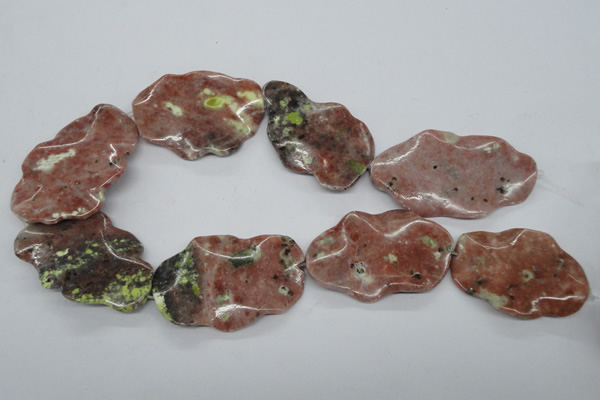 CTW314 15.5 inches 40*50mm wavy oval sesame red jasper gemstone beads