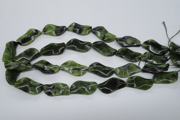 CTW318 15.5 inches 15*30mm wavy marquise Canadian jade beads