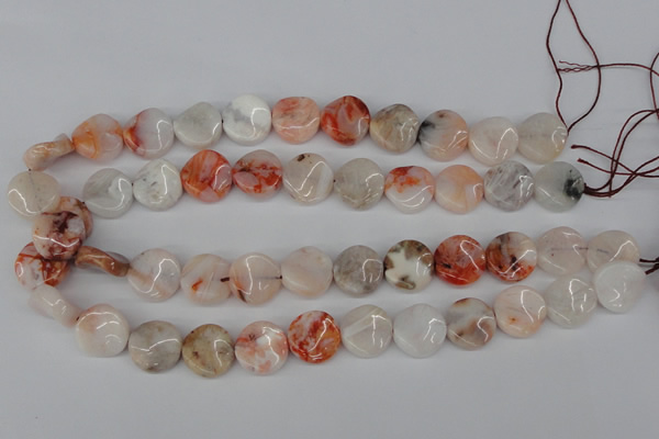 CTW33 15.5 inches 16mm twisted coin agate gemstone beads wholesale