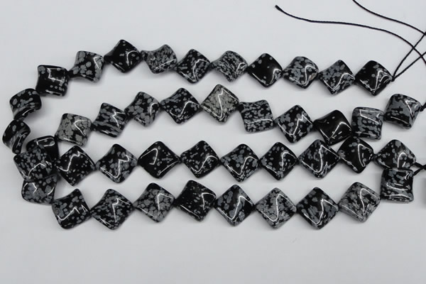 CTW35 15.5 inches 15*15mm twisted diamond snowflake obsidian beads
