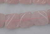 CTW350 15.5 inches 16*16mm twisted square rose quartz beads