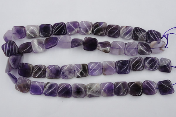 CTW351 15.5 inches 16*16mm twisted square dogtooth amethyst beads
