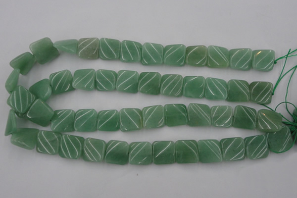 CTW354 15.5 inches 16*16mm twisted square green aventurine beads