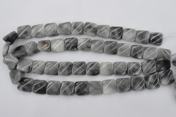 CTW357 15.5 inches 16*16mm twisted square eagle eye jasper beads