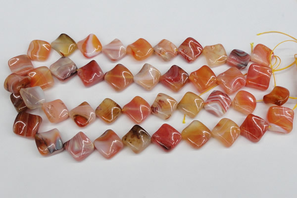 CTW36 15.5 inches 15*15mm twisted diamond agate gemstone beads