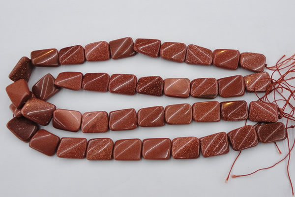 CTW370 15.5 inches 15*20mm twisted rectangle goldstone beads
