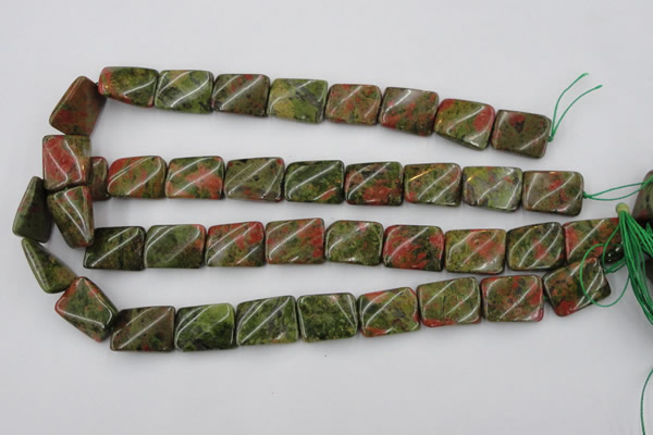 CTW374 15.5 inches 15*20mm twisted rectangle unakite gemstone beads