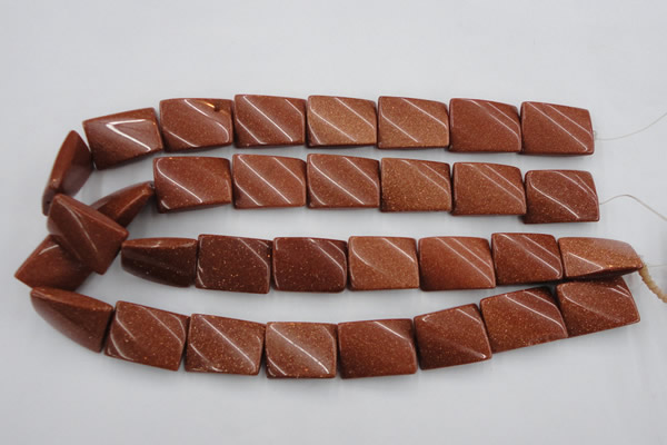CTW390 15.5 inches 18*25mm twisted rectangle goldstone beads