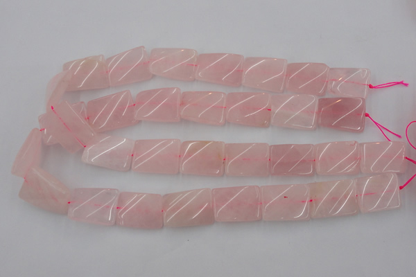 CTW391 15.5 inches 18*25mm twisted rectangle rose quartz beads
