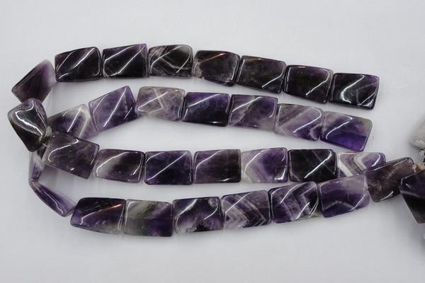 CTW392 15.5 inches 18*25mm twisted rectangle dogtooth amethyst beads