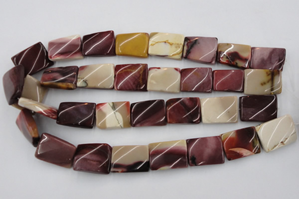 CTW393 15.5 inches 18*25mm twisted rectangle mookaite gemstone beads