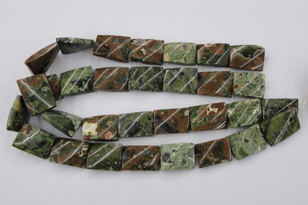 CTW398 15.5 inches 18*25mm twisted rectangle rhyolite gemstone beads
