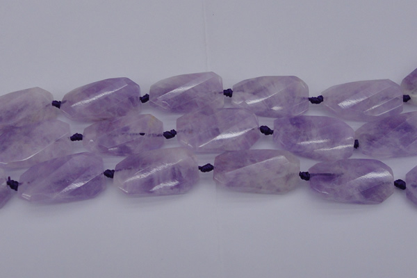 CTW452 20*38mm faceted & twisted rectangle lavender amethyst beads