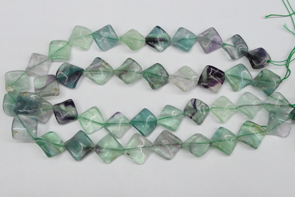 CTW47 15.5 inches 15*15mm twisted diamond fluorite beads