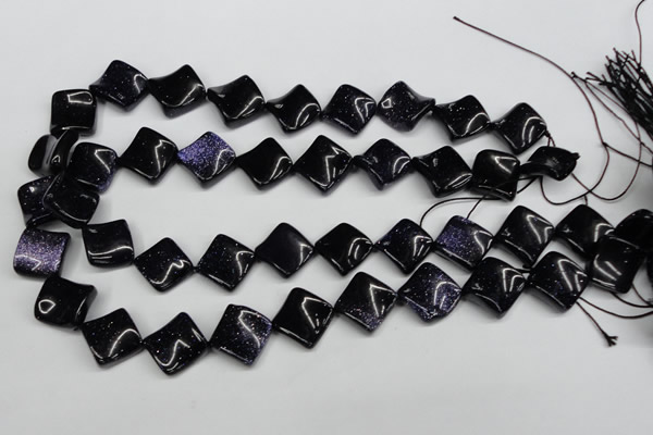 CTW50 15.5 inches 15*15mm twisted diamond blue goldstone beads