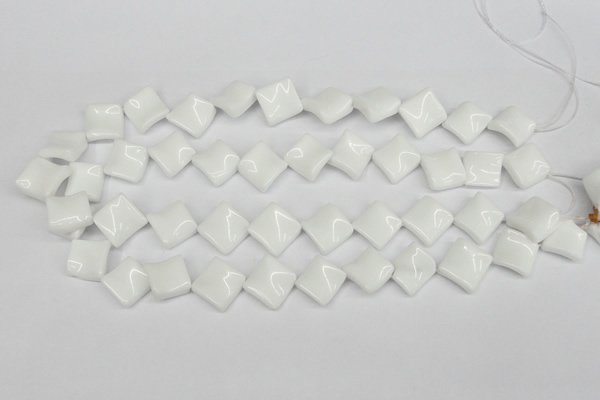 CTW57 15.5 inches 15*15mm twisted diamond white agate beads