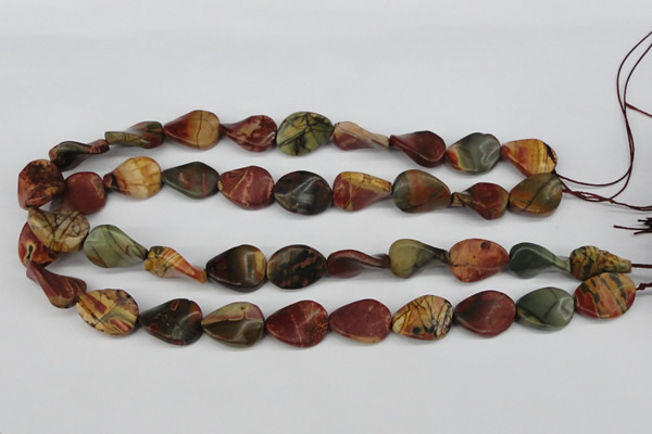 CTW71 15.5 inches 15*20mm twisted oval picasso jasper beads