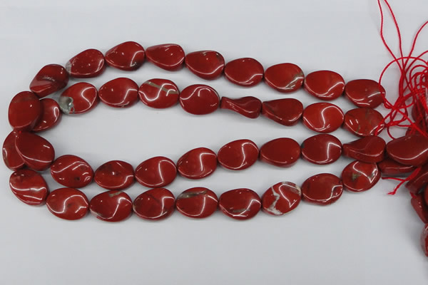 CTW85 15.5 inches 15*20mm twisted oval red jasper gemstone beads