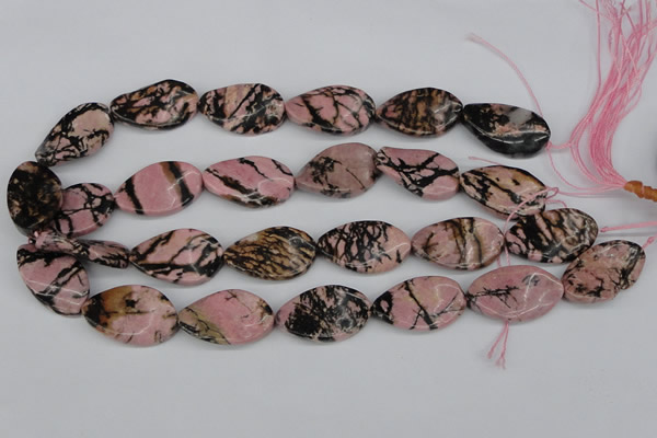 CTW95 15.5 inches 18*30mm twisted oval rhodonite gemstone beads