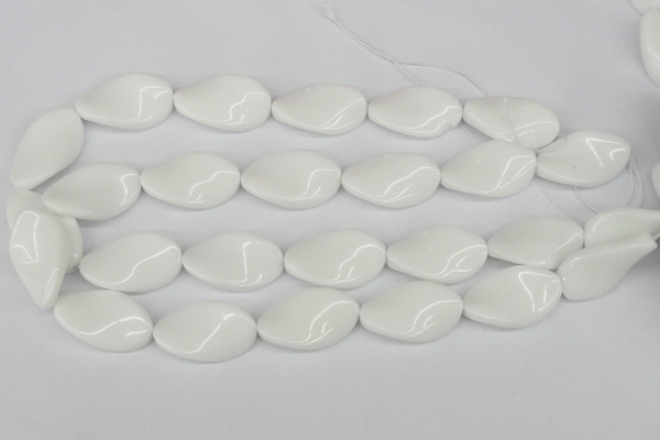 CTW99 15.5 inches 18*30mm twisted oval white agate gemstone beads