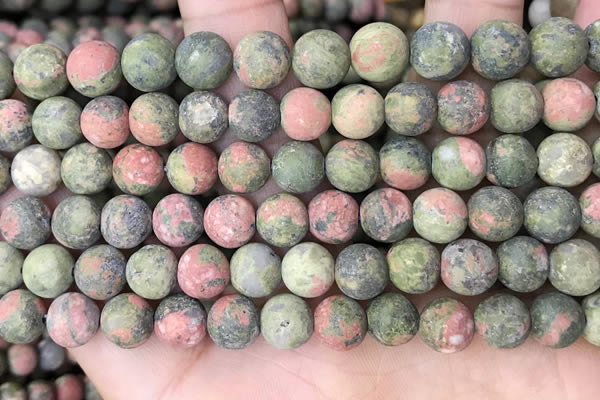 CUG192 15.5 inches 8mm round matte unakite beads wholesale