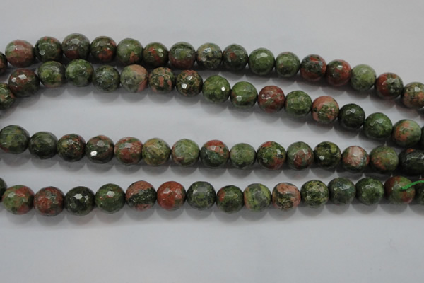 CUG303 15.5 inches 10mm faceted round unakite gemstone beads