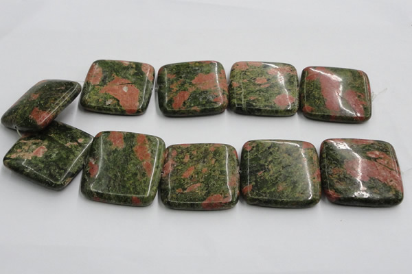 CUG52 16 inches 40*40mm square natural unakite gemstone beads wholesale