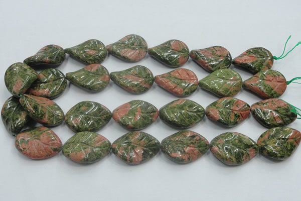 CUG64 16 inches 22*30mm twisted leaf natural unakite beads wholesale