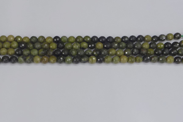 CUJ100 15.5 inches 4mm faceted round African green autumn jasper beads