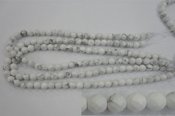CWB212 15.5 inches 8mm faceted round natural white howlite beads