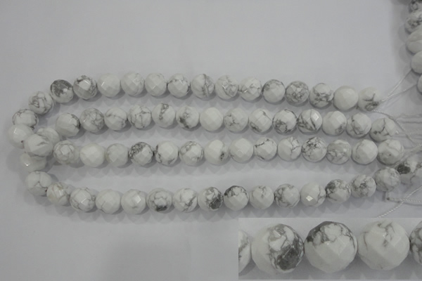 CWB214 15.5 inches 12mm faceted round natural white howlite beads