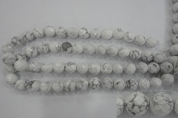 CWB215 15.5 inches 14mm faceted round natural white howlite beads